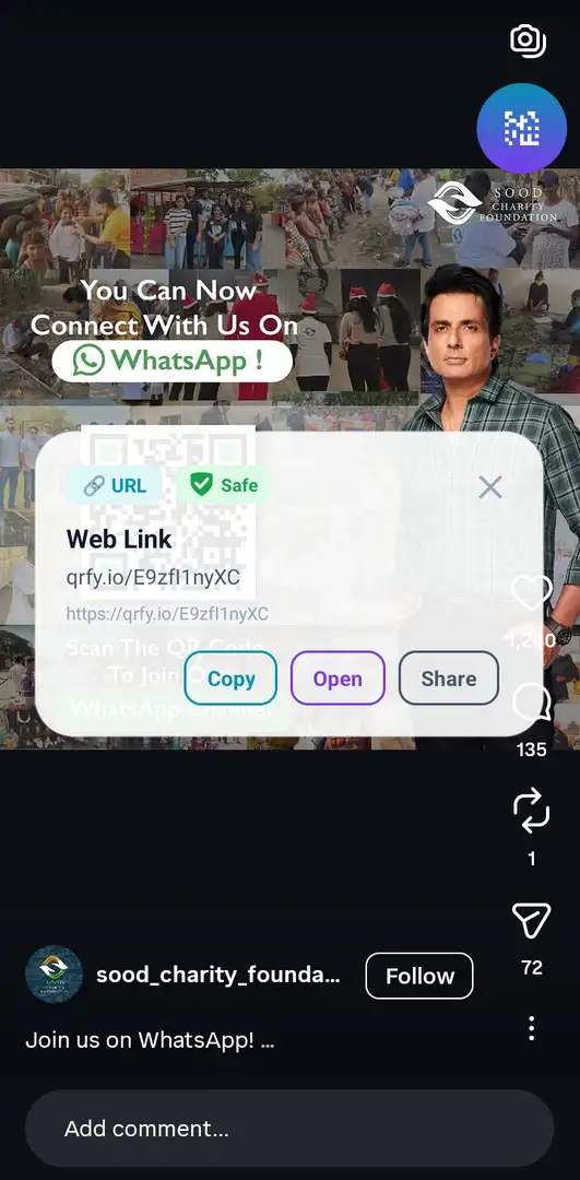 OnScreen QR Scan Result with Safety Indicator