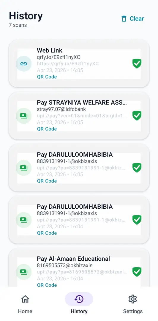 OnScreen QR Scan History