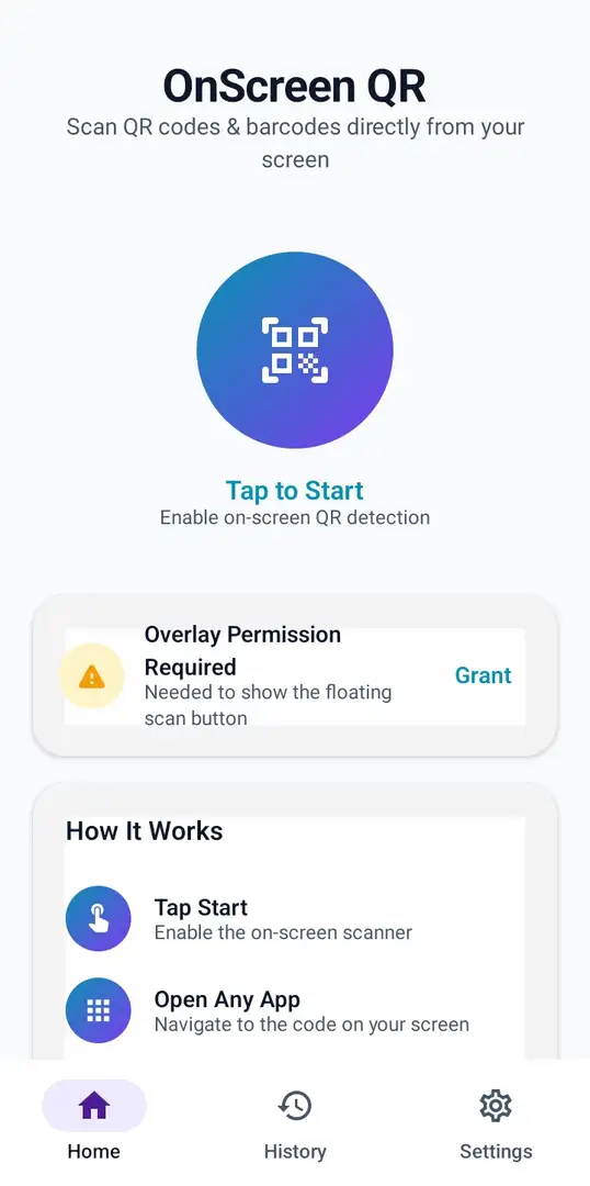 OnScreen QR Home Screen