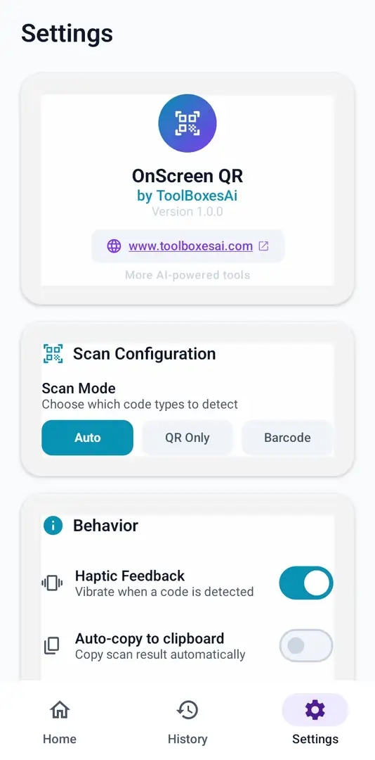 OnScreen QR Settings