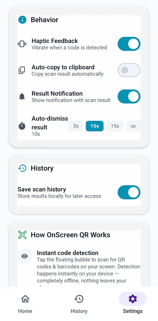 OnScreen QR Settings